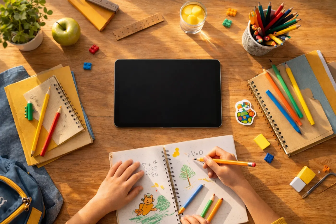 Tablet and school supplies