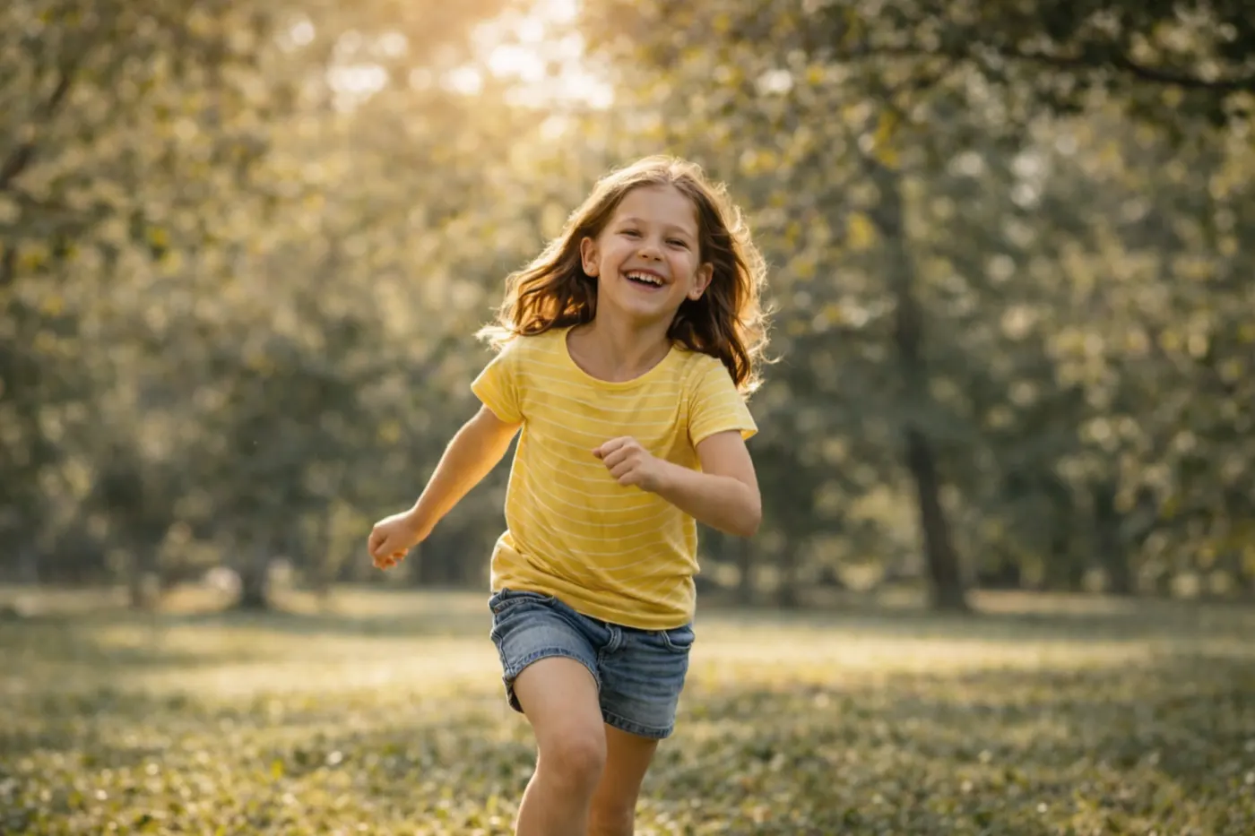 Girl running outdoors